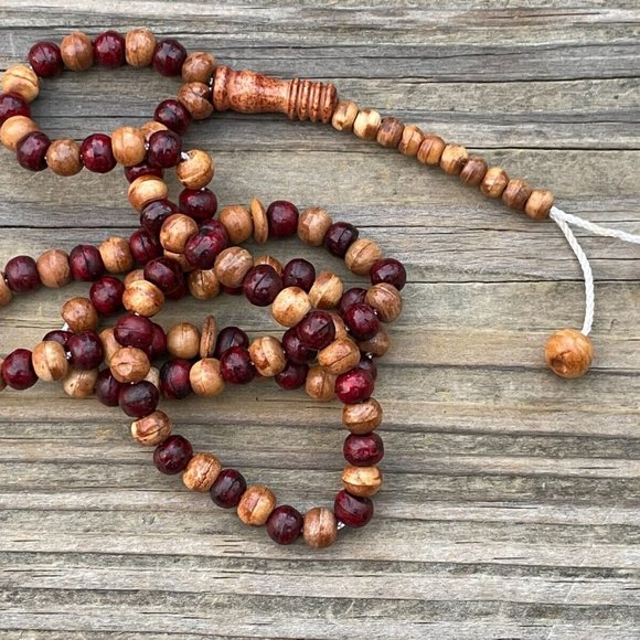 Tasbeeh Real Wood Handmade Pray Beads Religious Islam Prayer Tasbeh Brown/Red - Picture 6 of 7